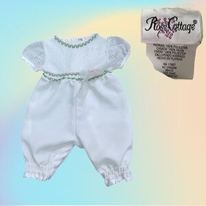 Early 2000's Rose Cottage White Short Sleeve Romper w/ Flowers 0-3 months